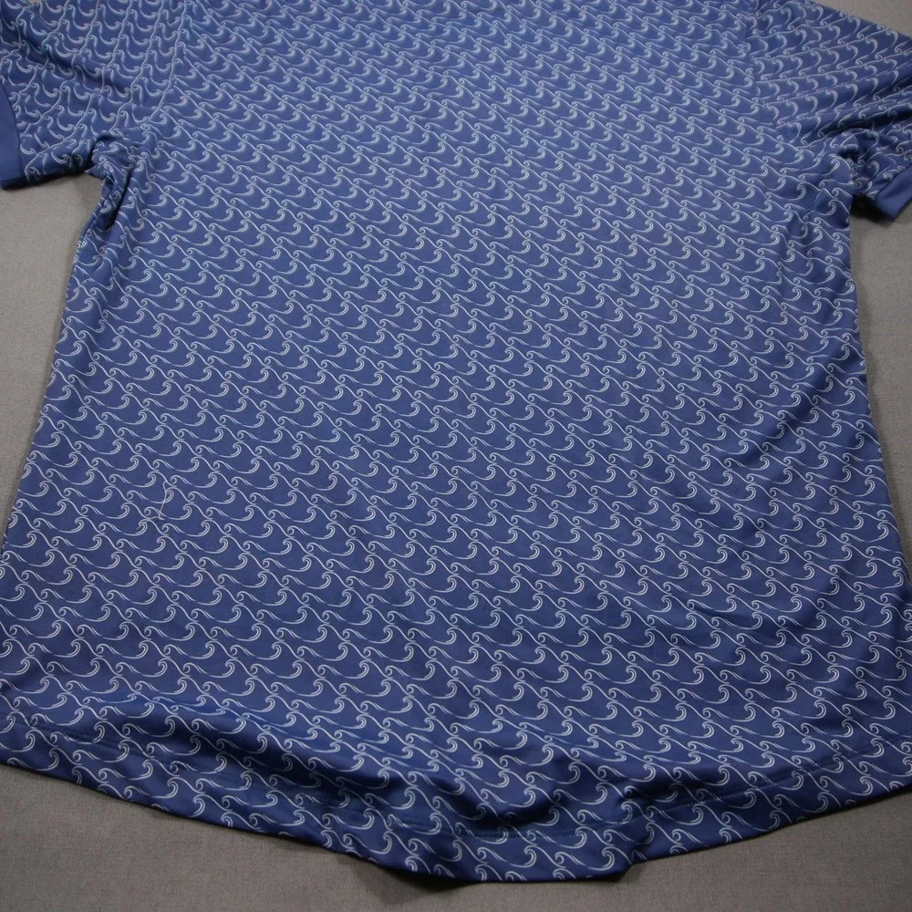 Mantra Golf Catalyst Wave Print Band Collar Men Polo L Performance Lightweight